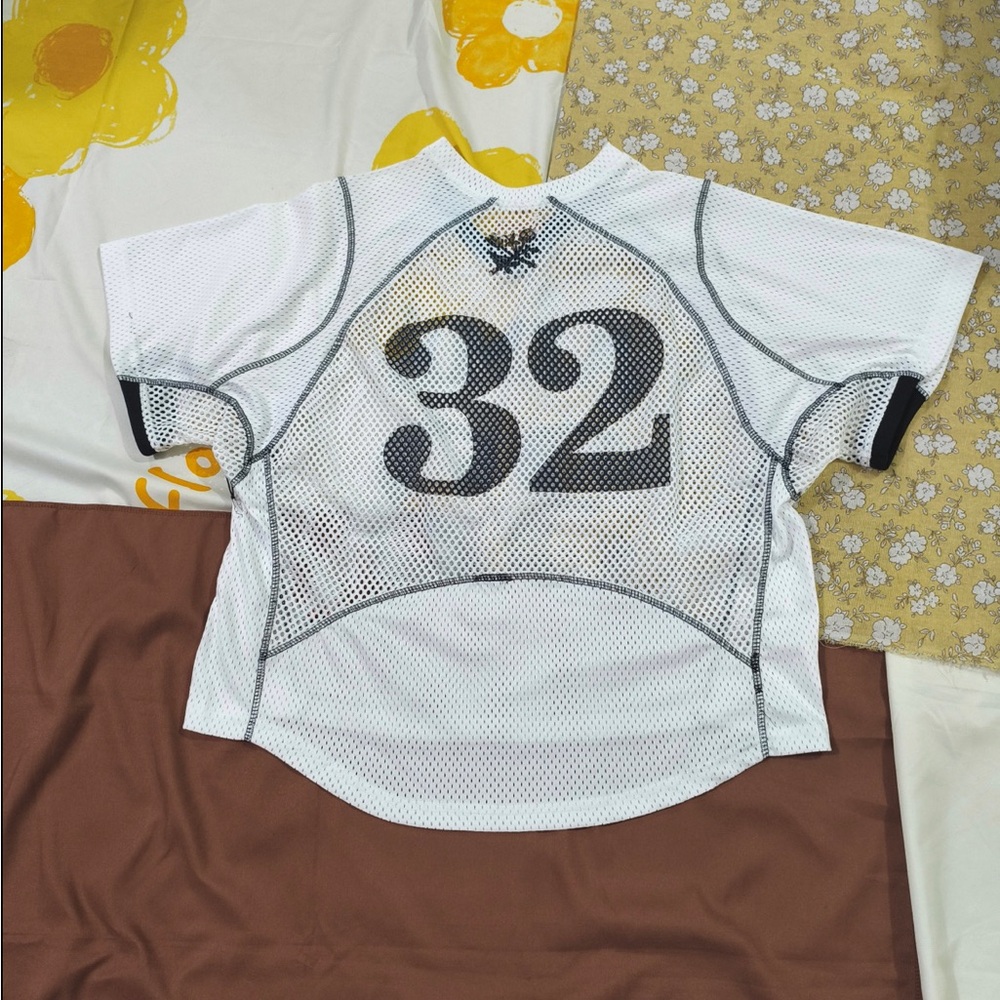 Aime Leon Dore White Mesh Jersey with Black Trims and '32' Print - Picture 7 of 8